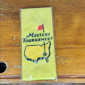 Masters Yellow Tournament Wash Cloth with Red Flag Graphic